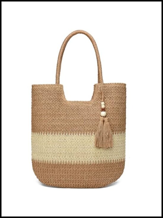 Handbags - Woven Straw Tote Bag for Women Large Beach Shoulder Purse Summer Vacation